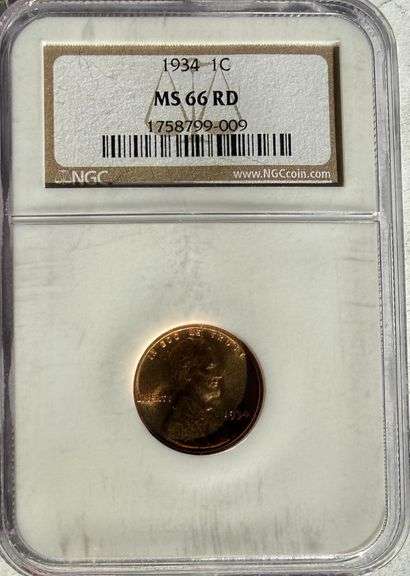 1934 NGC MS 66 Red Lincoln Cent.