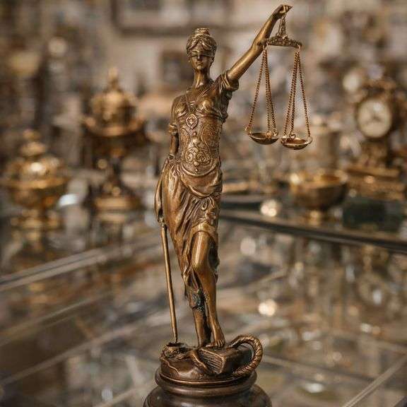Bronze Justice Statue 8 Inch Metal