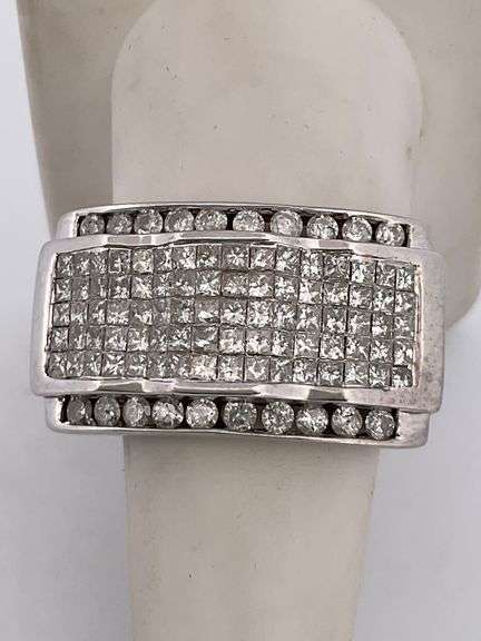 MEN'S CERTIFIED 14K WHITE GOLD AND DIAMOND RING 2.50 CARATS