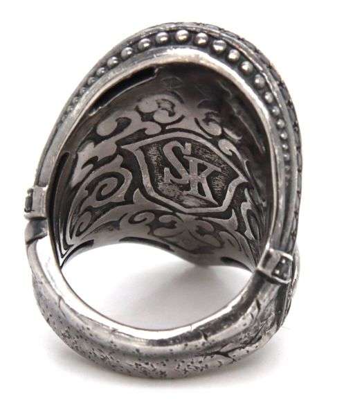 925 Sterling silver Scott Kay large black sapphire ring