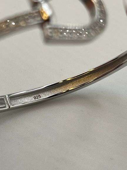 925 Sterling Silver Two Horsebit Motifs With End Design As Half Saddle Details Bangle