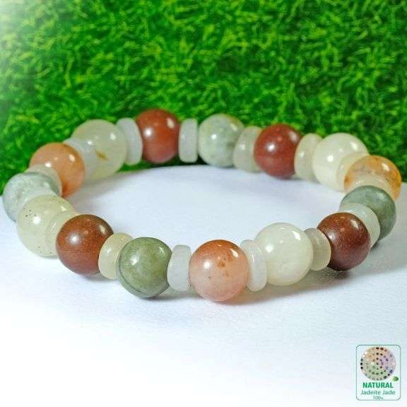 Real! 150.60ct multi-color Burmese Jade bracelet!!!