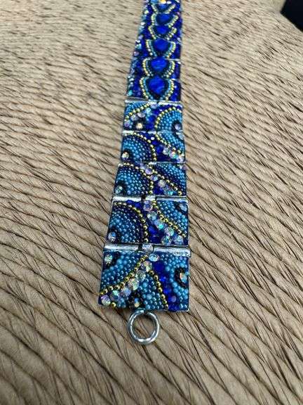 Original Handmade Mosaico Bracelet 8.5" 925 Sterling Silver Mexico Artistic Jewelry