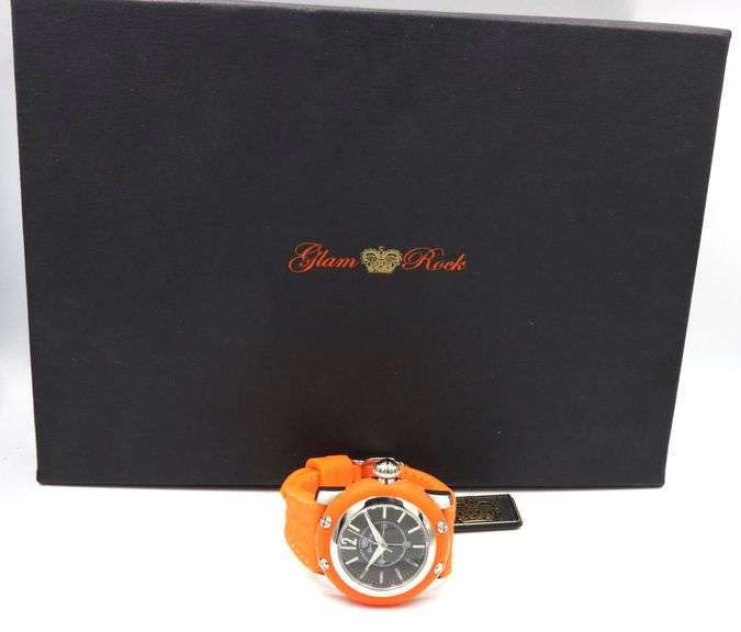 Glam Rock black dial stainless steel watch