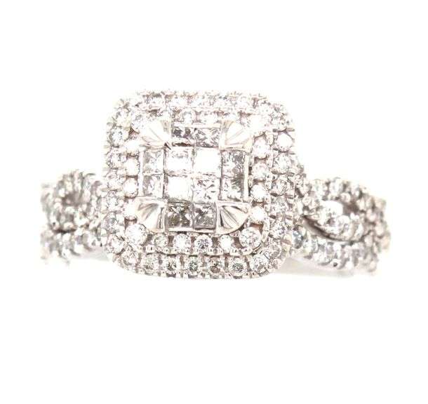 14kt White gold 1ctw invisible set wedding set