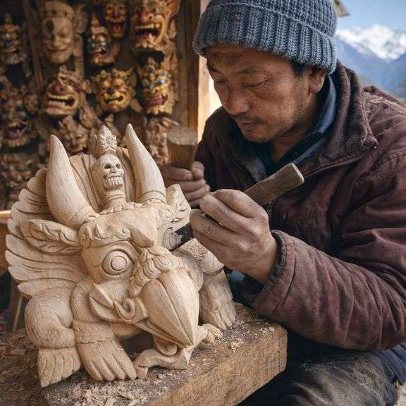 Himalayan Garuda Wooden Mask