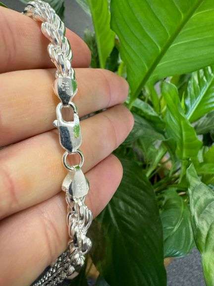 Sterling Silver Heavy Diamond-Cut Rope Chain 7mm Solid 925 Italy New Men's Necklace 24"