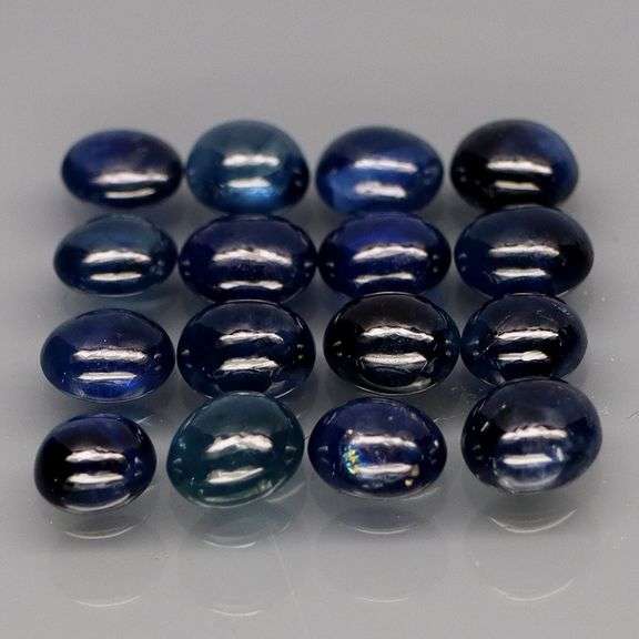 Gorgeous 5.32ct set of cabochon cut ink blue Sapphires! Heated only!