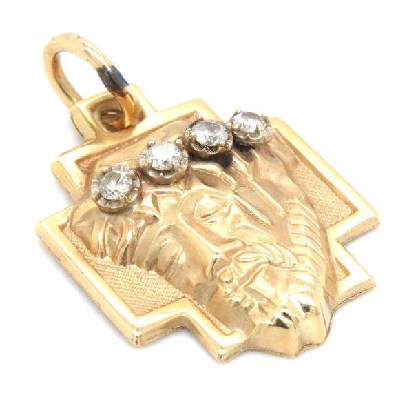 Tasteful 14k YG Religious Pendant with Diamonds