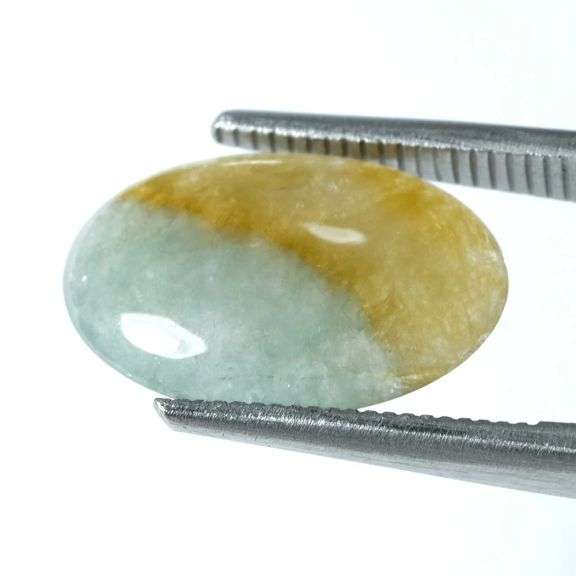 Fantastic 3.60ct untreated bi-color Burmese Jadite Jade cabochon