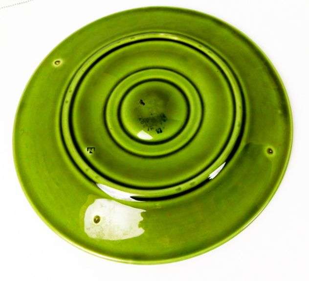 Vintage French Majolica Green Oyster Plate
