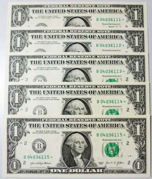 (10) Superb Crisp $1 2021 Star Replacement Notes N.Y.-Consecutive!