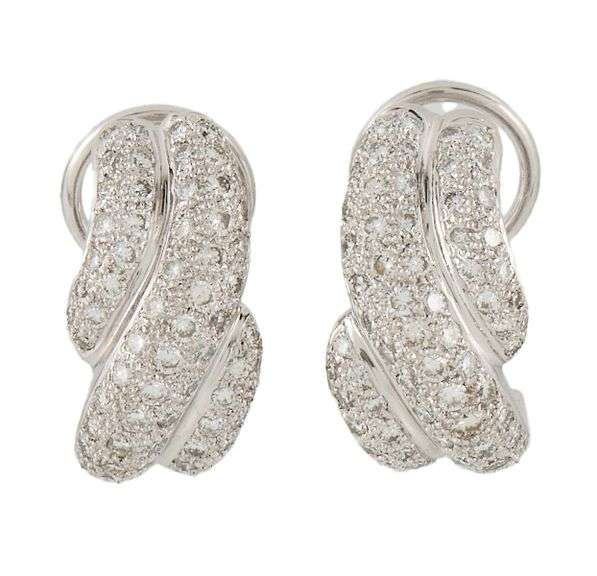 1.95ctw Pave Diamond Triple Layered Omega Back Earrings in 18K