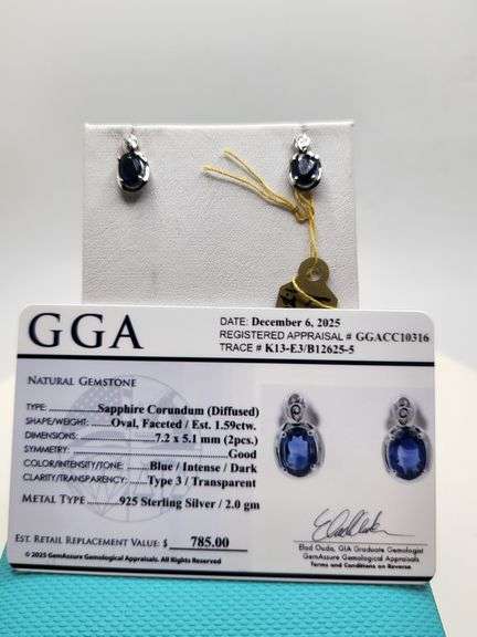 Magnificent pair of Sapphire Earrings Set in Sterling Silver