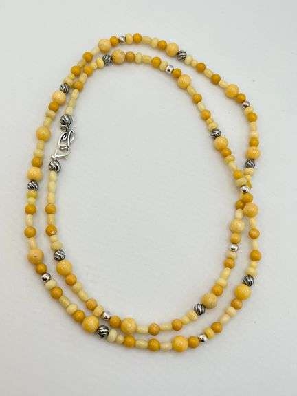 925 Sterling Silver Jay King DTR Silpada Yellow Opal Beads And Silver accent Necklace