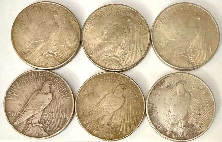 Six 1922 1923 1924 1926 S Peace Dollars