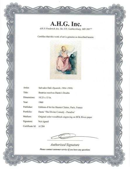 Highly Collectible Salvador Dali Original Color Engraving from The Divine Comedy