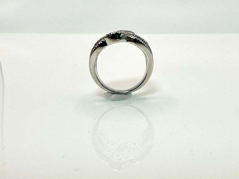 14 Kt. White Gold Plate 7 Cwt. Simulated Midnight Blue Sapphire Ring