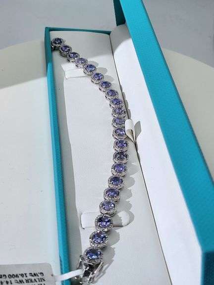 Silver Tanzanite Bracelet with Diamond accents