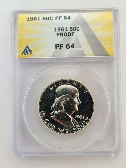 1961 Proof Franklin Half Dollar, ANACS PF64