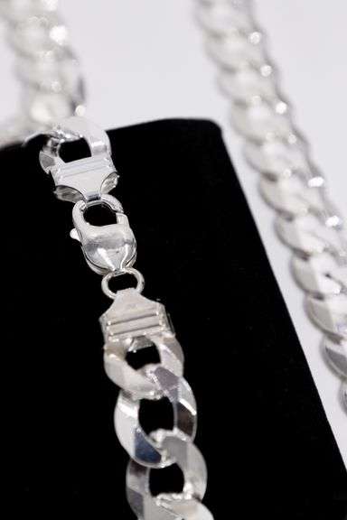 Men's 13mm Solid .925 Sterling Silver Flat Curb Chain Link Italy Necklace 20"