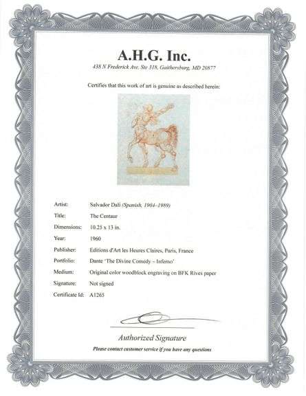 Highly Collectible Salvador Dali Original Color Engraving from The Divine Comedy