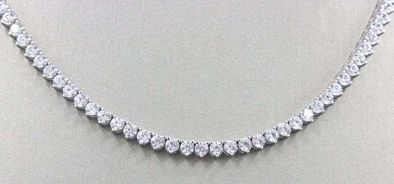 925 Sterling silver round brilliant cut cubic zirconia tennis necklace