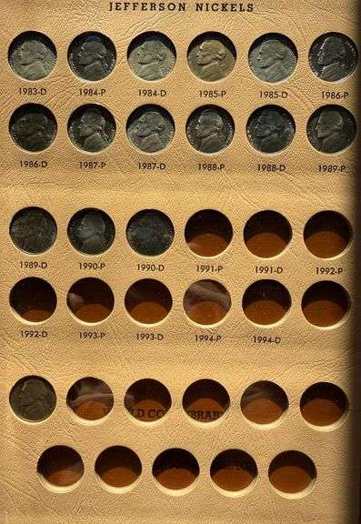 Complete BU Jefferson Nickels 1939-1990