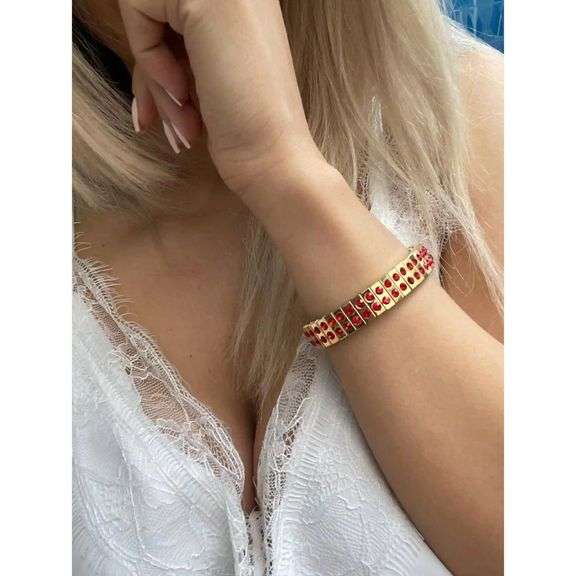 24K Gold Embellished Ruby-Tone Swarovski Crystal Bracelet