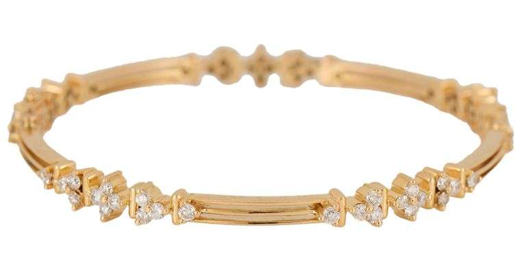 1.65ctw Round Diamond Hinged Bar Bangle Bracelet in 18K