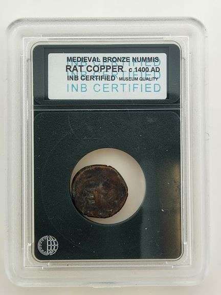 1400AD Medieval Bronze Nummis RAT COPPER
