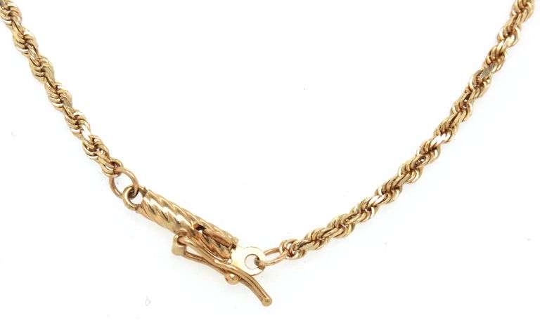 14kt Yellow gold rope chain necklace