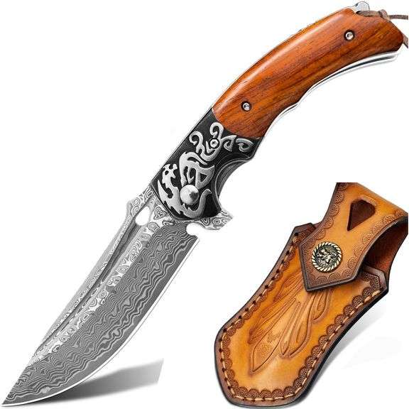 Damascus Steel Folding Pocket Knife