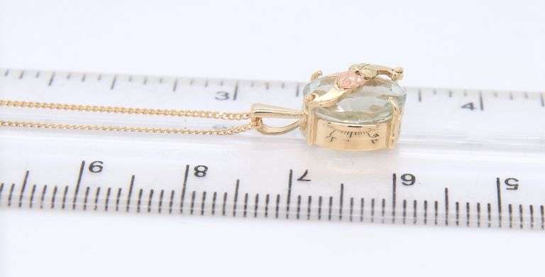 10kt Yellow Gold Oval Prasolite Pendant on Chain