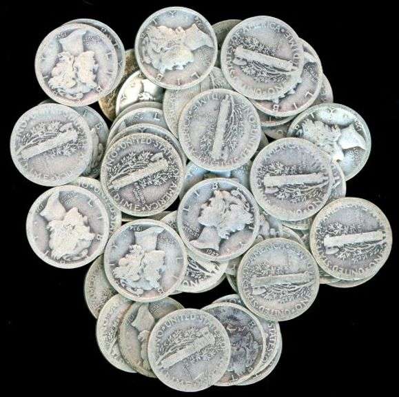 50 Assorted Mercury Silver Dimes