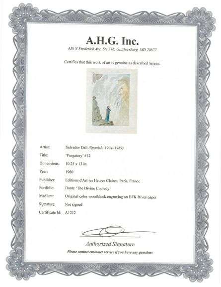 Collectible Original Color Engraving by Salvador Dali from The Divine Comedy