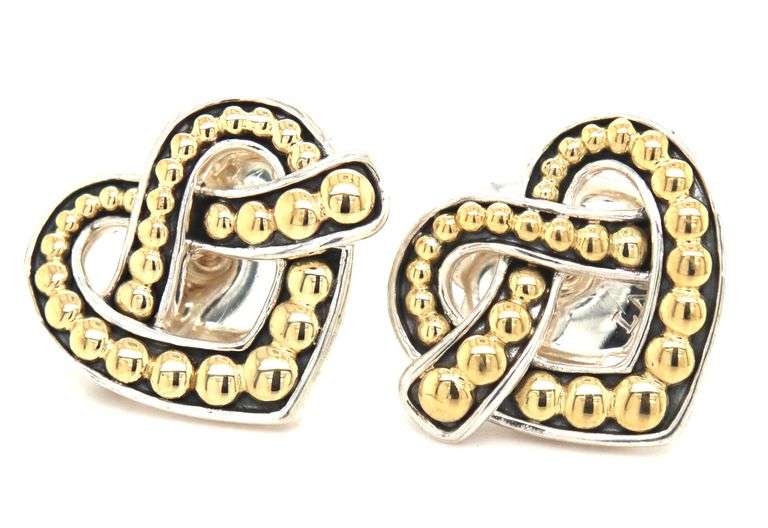 Lagos Caviar beloved heart stud earrings