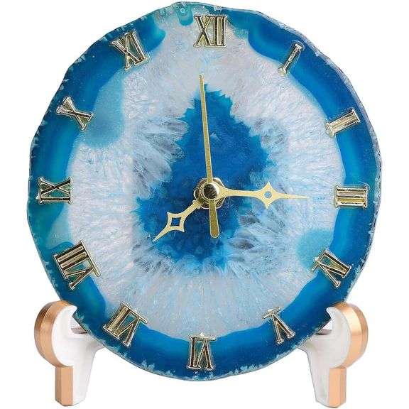 Blue Agate Natural Stone Desk Clock