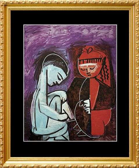 Colectible Pablo Picasso, Two Children (Claude Drawing with Paloma)