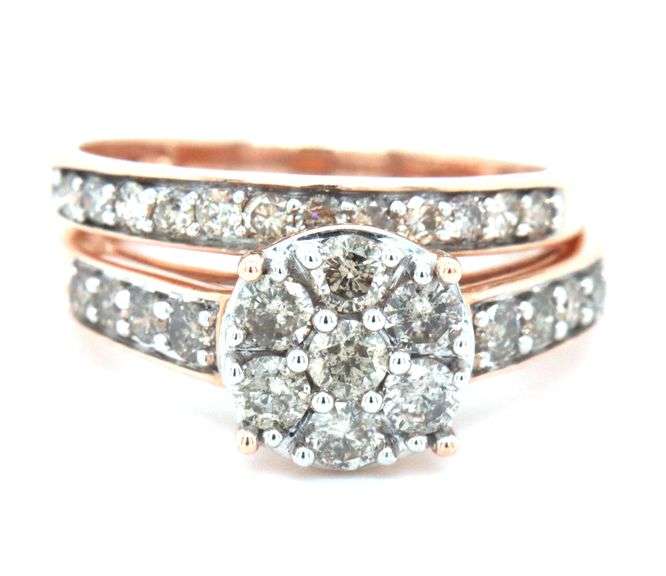 Modern 10K Rose Gold 2 Pc. Diamond Set