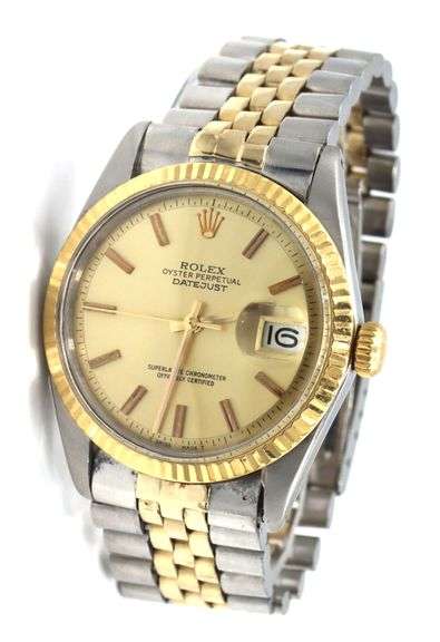 Rolex date just 2 tone 18kt Fluted bezel on Jubilee bracelet watch