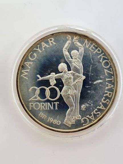 1980 National Bank Of Hungary - XIII Winter Olympic Games Silver Coin
