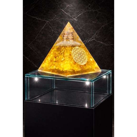 Handcrafted Citrine Orgonite Crystal Pyramid