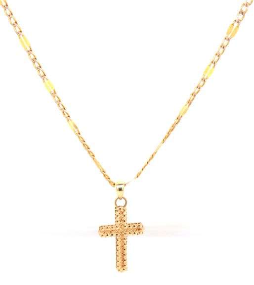 Tasteful 10K YG Cross Pendant on Necklace