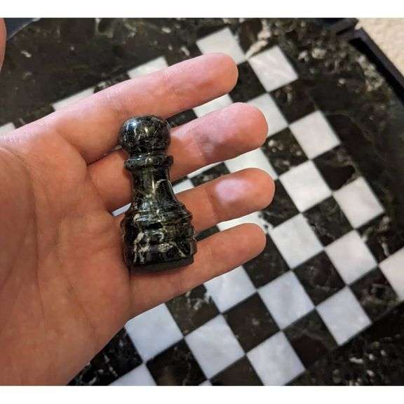 Marble Chess Set with Round Board and Storage Box