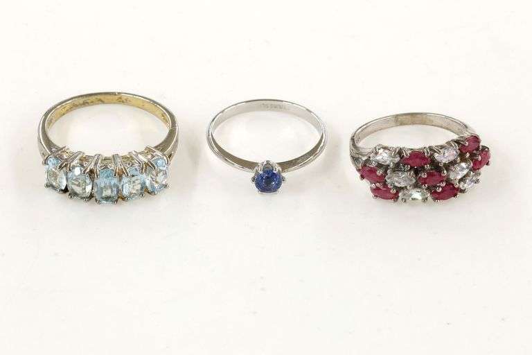 Natural Gemstones in Sterling - Lot of 3