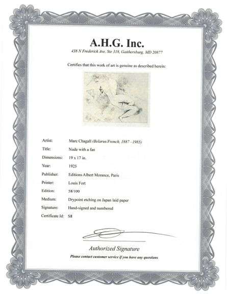 Highly Collectible and Rare Marc Chagall Antique Hand-Signed Drypoint Etching