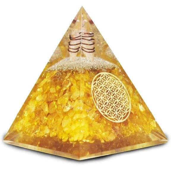 Handcrafted Citrine Orgonite Crystal Pyramid