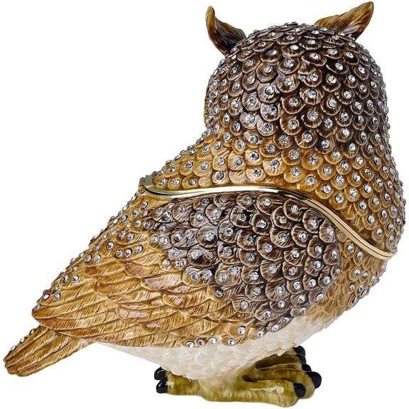 Bejeweled Gold-Plated Owl with Enamel Finish