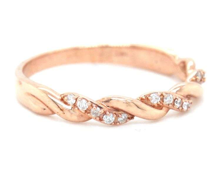 14kt Rose gold 0.12ctw twisted diamond band